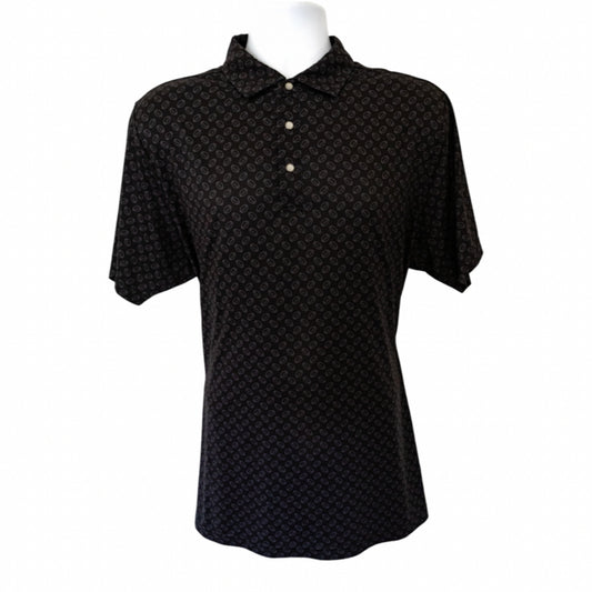 Black pearl snap polo with football print - The Heritage Polo in Blackout by Old Maroon