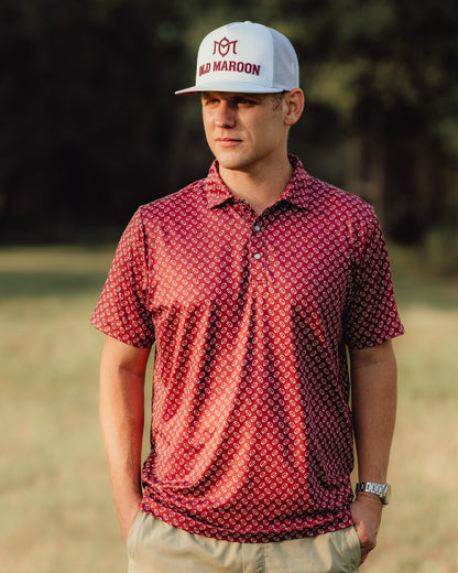 The Heritage Polo in Maroon - pearl snap gameday polo, view 6