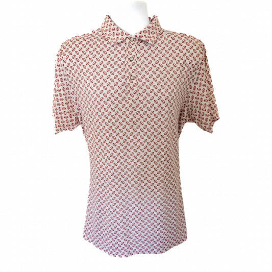 Pearl white pearl snap polo with football print - The Heritage Polo by Old Maroon